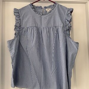 J.Crew Ruffleneck shirred top in cotton poplin Top Plus 24